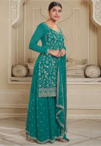 Embroidered chinon chiffon Pakistani suit festive wear side view