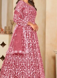 Royal Net Embroidered Anarkali Suit elegant party wear Side View